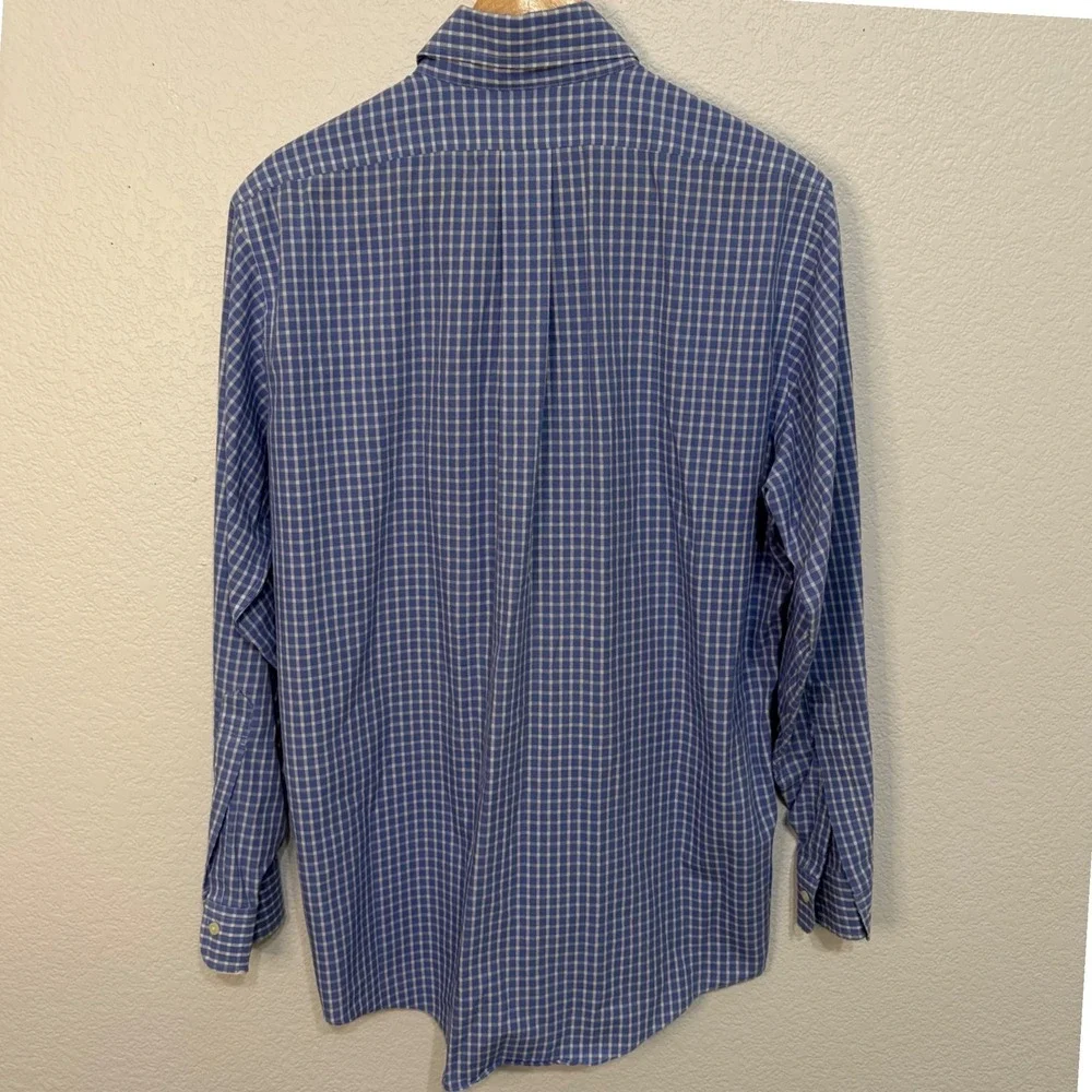 Brooks Brothers Mens 15-33 Blue Check Non-Iron Cotton Traditional Fit Polo Shirt - Picture 4 of 6